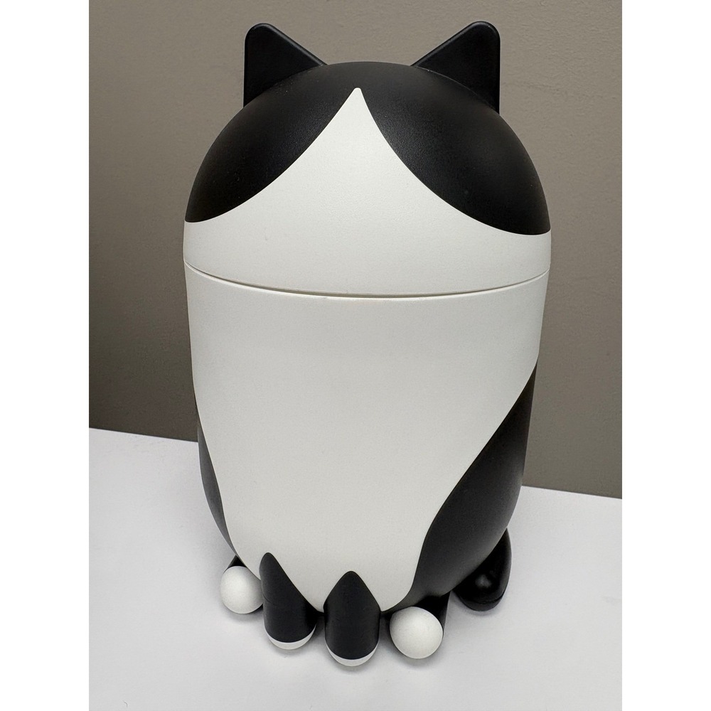 IKEA GREJSIMOJS Cat Shaped Storage Box Container With Lid Black White NEW